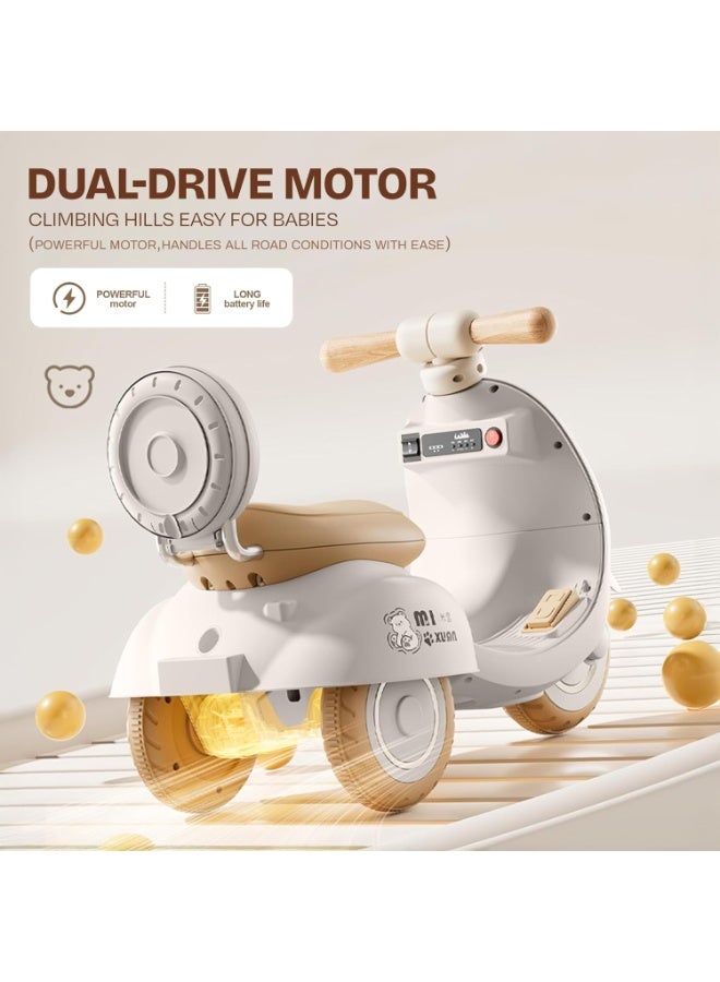 بيبي دراجة تيديو الكهربائية للأطفال، دراجة أطفال مزودة بإضاءة LED وموسيقى ودواسة قدم للتسارع | دراجة أطفال كهربائية للأطفال الصغار | دراجة أطفال تعمل بالبطارية للأولاد والبنات من عمر سنة إلى 4 سنوات، لون رمادي - Image 5